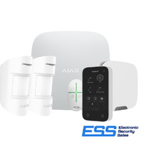 AJAX Hub 2 Plus ESS Kit 2 WHITE - 1 x Hub 2 Plus Ethernet/WiFi & Dual 4G, 2 x Motion Protect 2 Way PET Immune WL PIR, 1 x 2 Way WL Touch Display Keypa