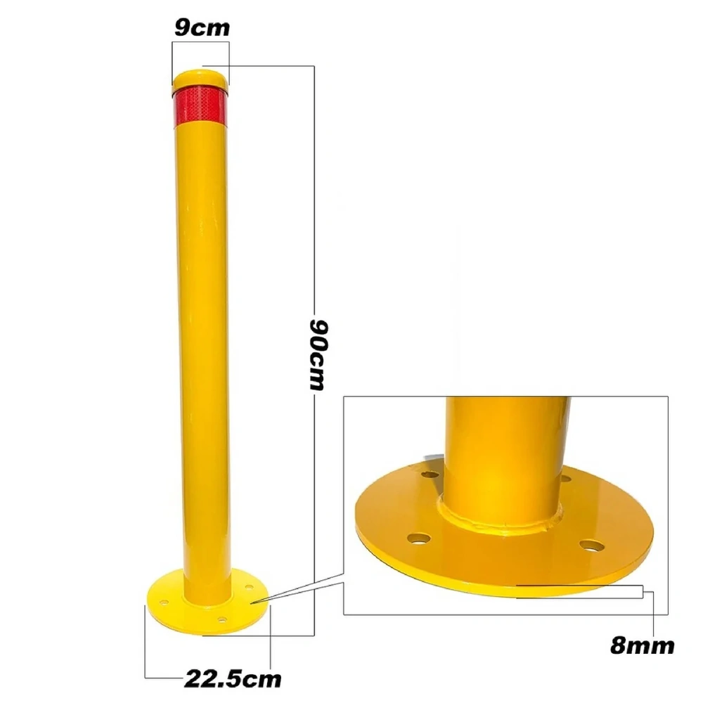 Standard 90mm Surface Mount Round Safety Bollard – 900mm High - Yellow