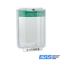 STI Universal Stopper, (Surface Mount, Dome Cover with Open Back), Green Emergency Exit Label