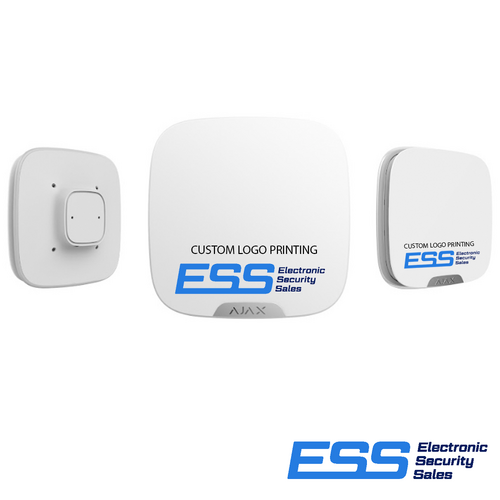 AJAX - Street Siren Double Deck - Wireless Outdoor Siren with Front Logo Plate adapter (Silver/White) - Includes AJASSDDBPS Brand Plate (E44037-WHT)