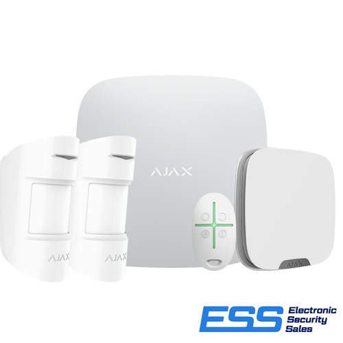 AJAX Hub 2 Plus ESS Kit 1 - WHITE 1 x Hub 2 Plus Ethernet/WiFi & Dual 4G, 2 x Motion Protect 2 Way PET Immune WL PIR, 1 x Outdoor Street Siren - Doubl