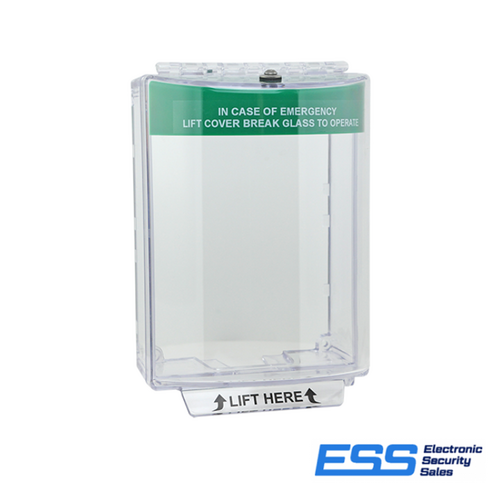 STI Universal Stopper, (Surface Mount, Dome Cover with Open Back), Green Emergency Exit Label